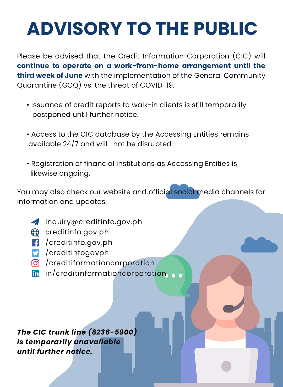 Advisory To The Public Re Covid 19 Threat 05 June 2020 Credit Information Corporation